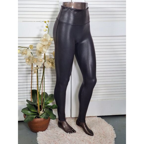 NWT Spanx Women's Black Faux Leather Stretch Shaping Slimming Leggings Sz L 2602 - Picture 4 of 10